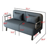 55 Convertible Chair Bed, Tri-Fold Sofa Bed with Adjustable Backrest & Pillow, Leisure Chaise W1767106624