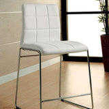 White Color Leatherette 2pcs Counter Dining Chairs Chrome Metal Legs Dining Room Counter B011136661
