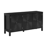 U_STYLE Sideboard with Curved Swirl Patterned Doors and Artistic Three-Door Design,Suitable for N711P178411B