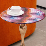 Mermaid Tail End Coffee Table Round Side Table, Modern Metal Pedestal Table, Minimalist Accent Table W2664P232836