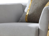 Contessa Modern Fabric Accent Chair with Gold Metal Side Frame and Channel Tufted Detailing in Gray B009P466432