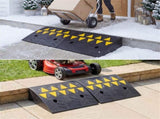 2 Pcs Heavy Duty Rubber Curb Ramp with Drain Channel & Reflective Strips for Driveway 80277658