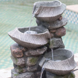 19x15x31.5" Indoor Outdoor Stone Water, 4-Tier Polyresin Cascading Rock Bowl Freestanding W2078124491