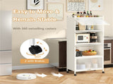 5-Tier Rolling Microwave Stand Flip Dust-Proof Doors 4 Casters with Brakes Kitchen Storage Rack 71337506