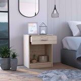 Eco Nightstand , End Table, Side Table Superior Top, One Drawer, Lower Shelf -Light Gray B20091852