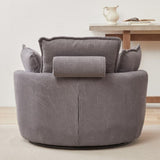 38"W Oversized Swivel Chair with moon storage ottoman for Living Room, Modern Accent Round Loveseat W834P150053