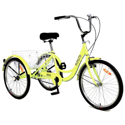 ZUN Adult Tricycle Trikes,3-Wheel Bikes,26 Inch Wheels Cruiser Bicycles with Large Shopping Basket for 09073404