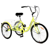 ZUN Adult Tricycle Trikes,3-Wheel Bikes,26 Inch Wheels Cruiser Bicycles with Large Shopping Basket for W101952730