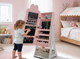 Pink rabbit-themed MDF cabinet with spray paint finish, 1 door and 1 drawer, children's jewelry and 66774399