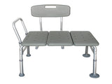 Medical Bathroom Safety Shower Tub Aluminium Alloy Bath Chair Transfer Bench with Back & Handle Gray 23066478