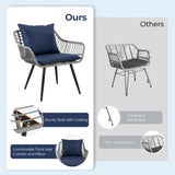5 Piece Patio Bistro Set with Ottoman, Outdoor Wicker Apartment Balcony Furniture Sets, Rattan Table T2712P305911