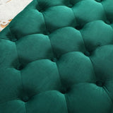 ZUN Sira Velvet Button Tufted Bench with Gold Metal Legs, Green T2574P164598