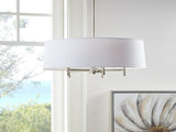 5-Light White Drum Shade Chandelier B03599267
