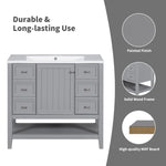 ZUN 36" Bathroom Vanity without Sink, Cabinet Base Only, One Cabinet and three Drawers, Grey WF306244AAE