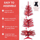 4FT Red Christmas Tree with 50 UL Lights, 122 PVC Tips Prelit Artificial Holiday Tree for Indoor 52361285