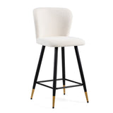 25.79'' modern style barstool, with white seats, black metal legs, and gold - tipped ends,suitable N780P228983W