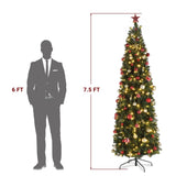 7.5ft Pencil Shape Automatic Tree Structure PVC Material 1090 Round Heads 350 Lights Warm Color With 58420987
