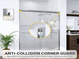 (NEW) 56"-60"W*72" H Semi-Frameless Double Sliding Shower Door, Bypass Shower Door, 1/4" (6mm) Thick W2813P388006