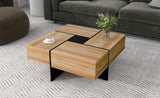 ZUN Unique Design Coffee Table with 4 Hidden Storage Compartments, Square Cocktail Table with Extendable 93568646