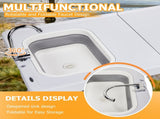 50" Folding Fish Cleaning Table with Sink, Bi-Folding Portable Camping Sink Station with Drain Hose, 37035974