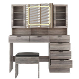 Large Vanity Table Set with LED Lighted Mirror, Vanity Desk with Charging Station, Makeup Table with 23225109