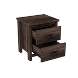 Vintage Two Drawer Nightstand, Simple and Generous Storage Space,Dark Walnut WF324088AAD
