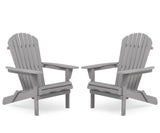 Wood Patio Chair for Garden Outdoor Wooden Folding Adirondack Chair Set of 2 Solid Cedar Wood 96785121