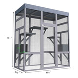 62.6" Wooden Outdoor Catio for Cats, Large Cat Enclosure with Waterproof Roof, 2 Napping House, W773P315772