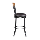 1pc Pub Height Swivel Chair Faux Leather Upholstered Black Metal Frame Dining Furniture B011P287698