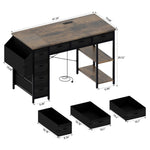 ZUN 47" Computer Desk With Power Outlet,Writing Desk with 7 Fabric Drawers,Vanity table Drawers and W2887P239383