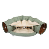 Cat's Telescopic Tunnel Cushioned Bed Pet Nest Teasing Balls Zipper Connection Feline Supplies, W2181P156712