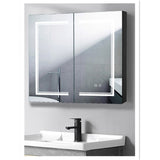 LED Bathroom Wall Cabinet, Double Door Bathroom Mirror Cabinet, Black 60402434