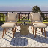 K&K 5 Pieces Patio Furniture Chair Sets, Patio Conversation Set With Wicker Cool Bar Table, WF324995AAZ
