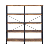 Antique Nutmeg and Black Double-Wide Bookcase B062P153778