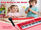 Red 37 Keys Kids Electronic Keyboard with Microphone, 8 Tones & 8 Rhythms Piano Toy for Ages 3 22917098