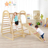 ZUN 6-in-1 Wooden Kids Jungle Gym Playset 51873158