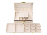 3 Layer Jewelry Box PU Leather Jewelry Organizer Case with Drawer White 50232859