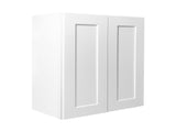 White Solid Wood Double Door Wall Cabinet 2 Doors and 2 Shelves for Kitchen Bathroom T2950P366460