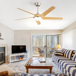 ZUN 52 Inch Modern Ceiling Fan with Dimmable LED Light and Remote Control 5 ABS Blades 3 Color W934P230375