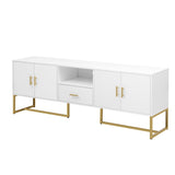 U-Can Modern TV Stand for TV up to 70 Inches,TV Cabinet with 1 Drawer, 2 Cabinets and Metal Legs, N724P198473K