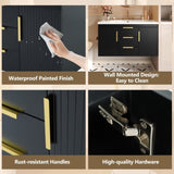 36'' Wall Mounted Bathroom Vanity with Resin Sink, Floating Bathroom Storage Cabinet with 2 Drawers, N710P253035B