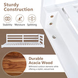 TOPMAX Country Patio Wooden Twin Size Swing Daybed Porch Swing Frame with 4pcs 96-inch Hemp Ropes N717P265856K
