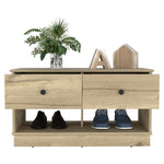 ZUN Tulip Storage Bench, Two Drawers, Two Shelves B128P148981