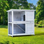 ZUN Rabbit Hutch Outdoor, 2-Story Rabbit Cage Indoor with Run, Bunny Cage with 2 Removable No-Leak W219106474