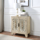 Antique White Console Table with Mirrored Doors B062P181413