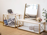 2-Tier Console Table, Gold Sofa Entry Table with White Top and Gold Metal Frame for Home 58656376