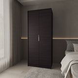 Wardrobe Berlin, Two Doors, Hanging Rod, Two Shelves, Shoe Rack, Bedroom, Wengue B128P343764