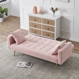 71.7 - inch Pink Teddy Fleece Sofa Bed with Two Complimentary Throw Pillows W3356P298512