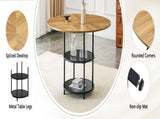 47.3-inch diameter modern splicing circular dining table - double-layer storage, wood and black W1151P428201