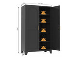 71'' 2 Shapely Doors Cabinet, Metal Storage Cabinet with Doors and Adjustable Shelves, for Bedroom, 63952140